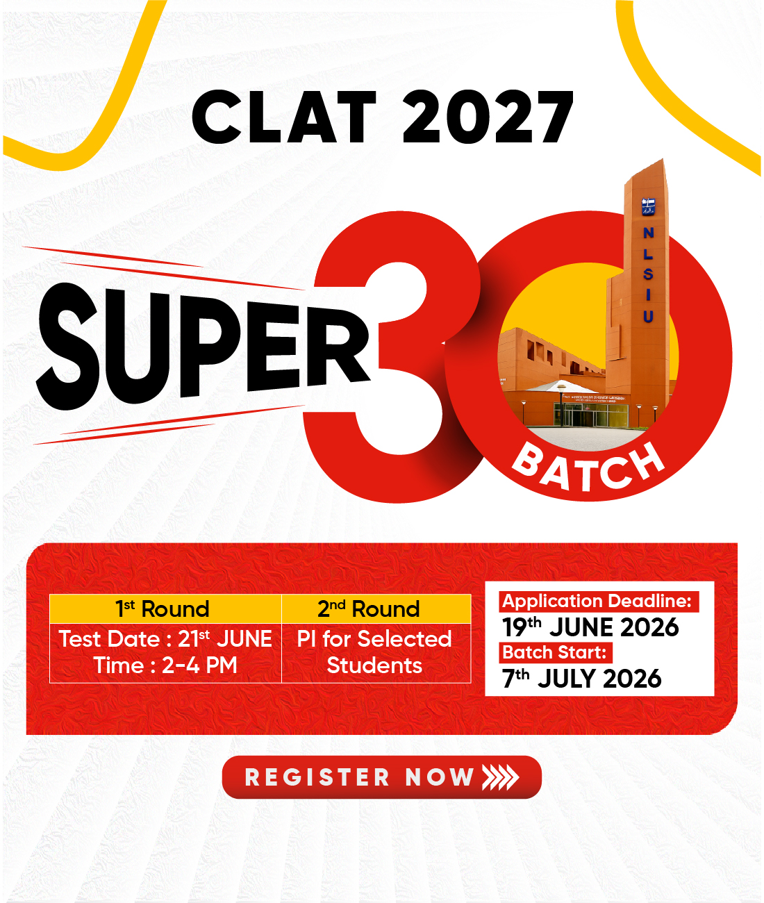 CLAT 2027 Super 30 Batch — Application Deadline 19th June 2026