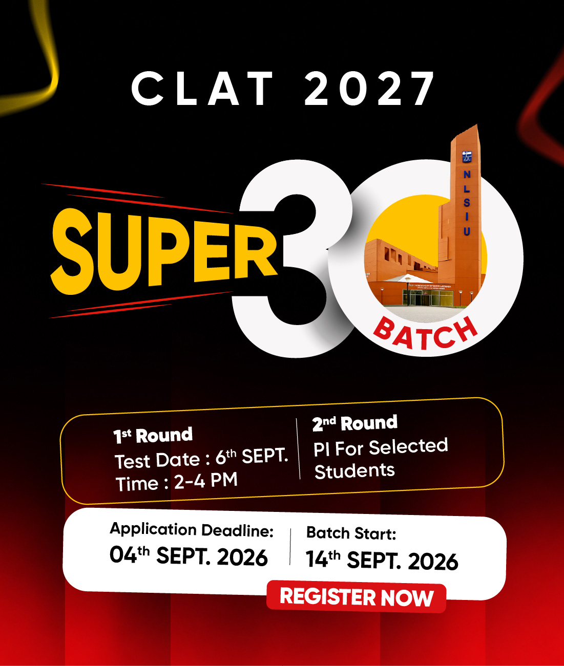CLAT 2027 Super 30 Batch — Application Deadline 4th SEPT 2026
