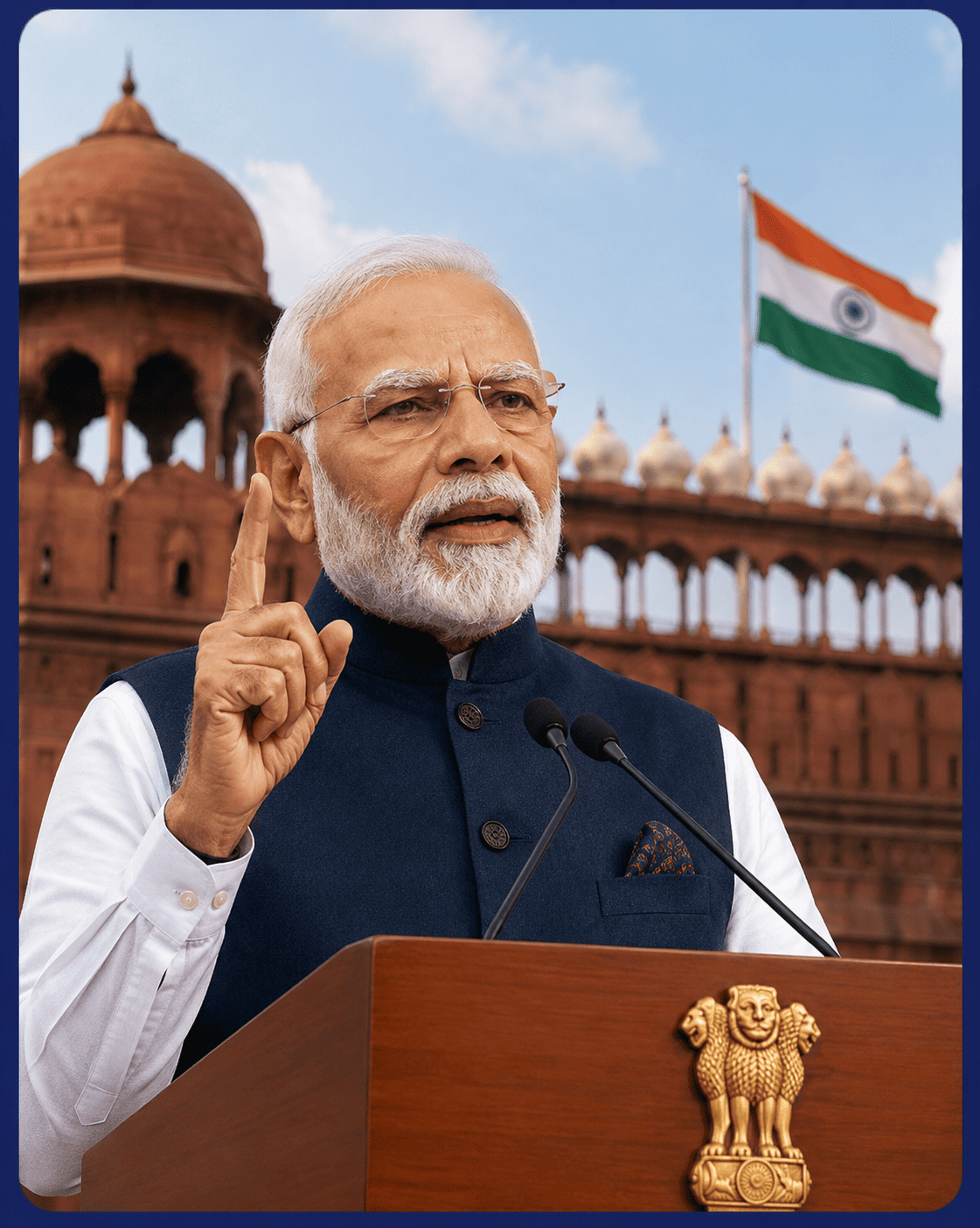 Prime Minister Narendra Modi addressing the nation from the Red Fort